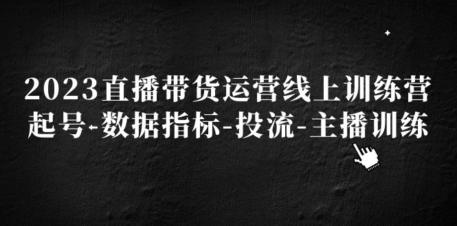 2023直播带货运营线上训练营，起号-数据指标-投流-主播训练-有道网创