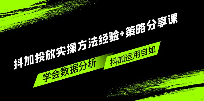 抖加投放实操方法经验+策略分享课，学会数据分析，抖加运用自如！-有道网创