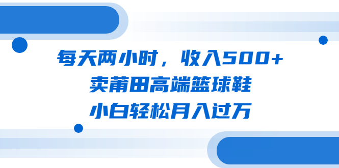 每天两小时，收入500+，卖莆田高端篮球鞋，小白轻松月入过万（教程+素材）-有道网创