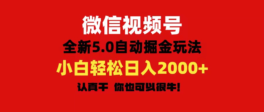 微信视频号变现，5.0全新自动掘金玩法，日入利润2000+有手就行-有道网创